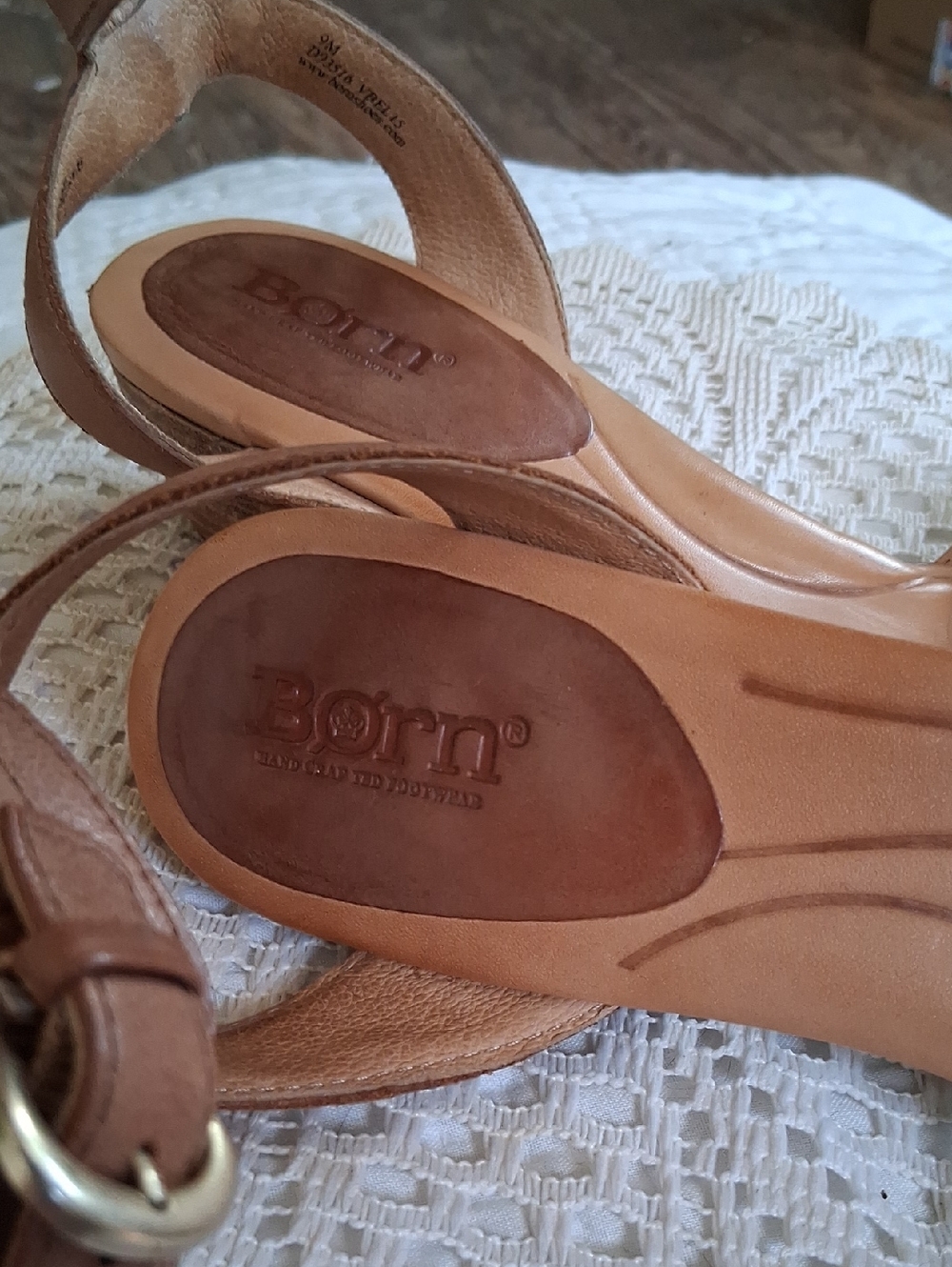 Born Tan Leather Ankle Strap Sandals - Picture 2 of 9